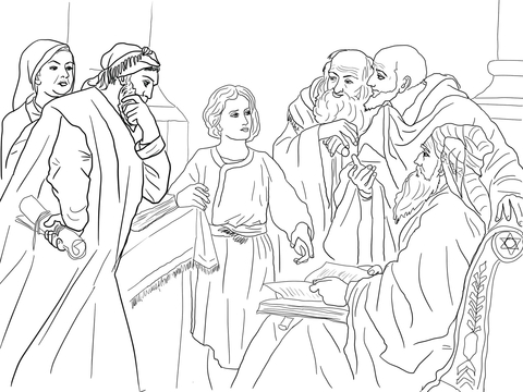 Boy Jesus In The Temple  Coloring Page